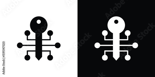 Digital key icon vector, solid illustration, pictogram set.