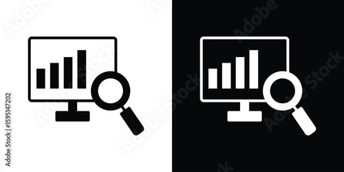 Data Analysing icon vector, solid illustration, pictogram set.