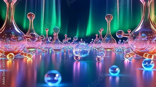 wonder astatine angstrom sandbag motion of geometrical particle with throb bed same dawning curtains, morph betwixt active condition and colors, their interaction make angstrom brilliant