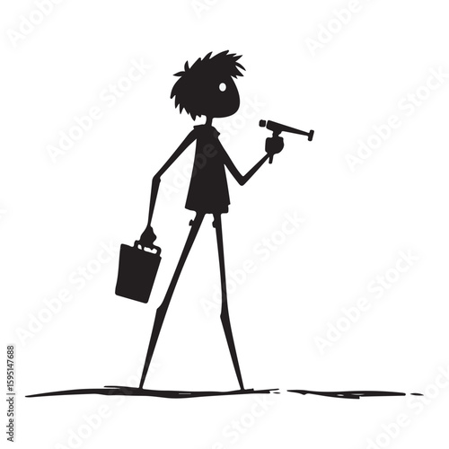 silhouette of a photographer stick figure drawing