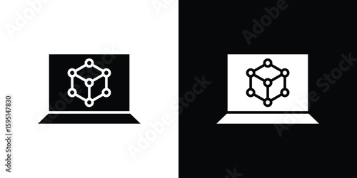 Computer simulation icon vector, solid illustration, pictogram set.