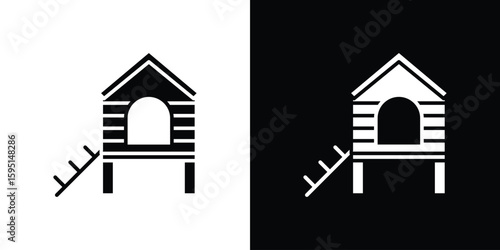 Chicken coop icon vector, solid illustration, pictogram set.
