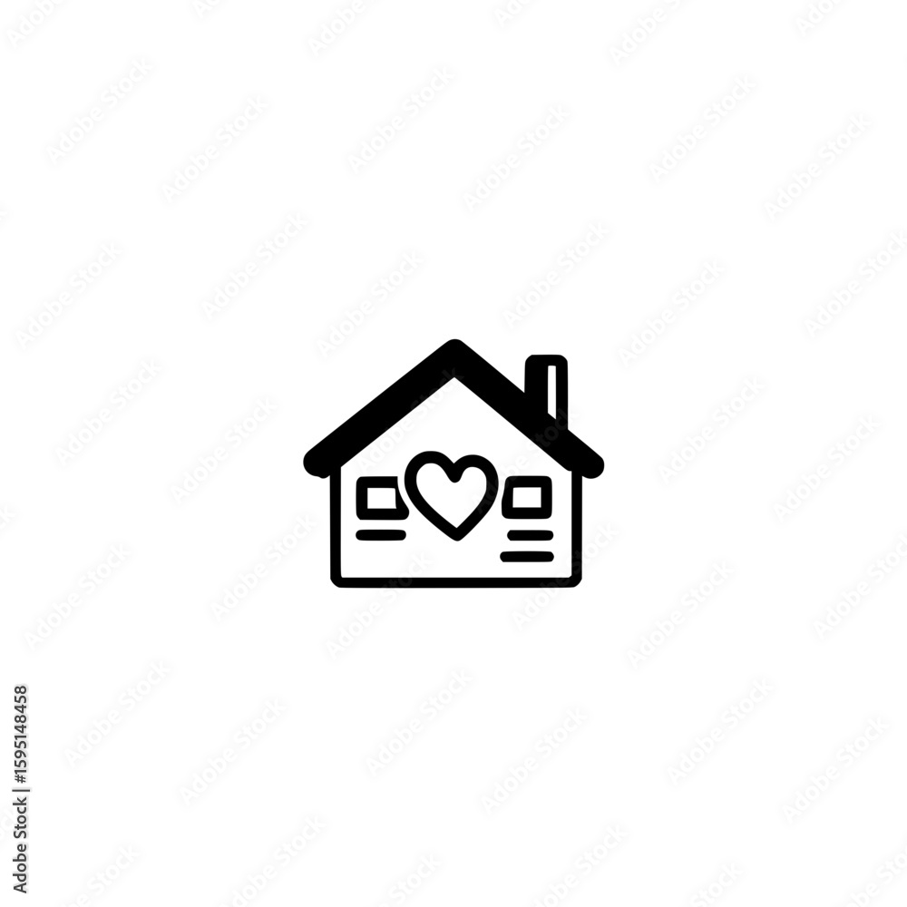 Obraz premium Icon of House with Heart Symbol Representing Love Family Warmth and Emotional Connection
