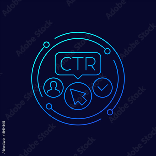 CTR icon, Click-Through Rate, linear design