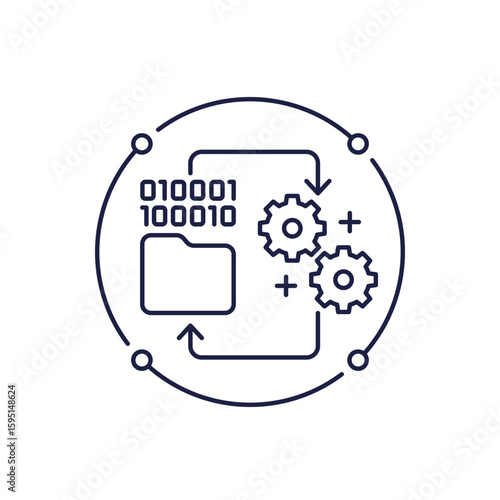 data processing icon in line design