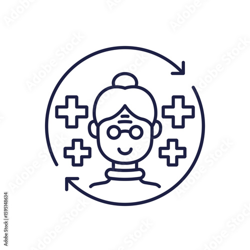 geriatric care line icon on white