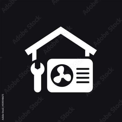 heat pump installation or repair icon, vector pictogram