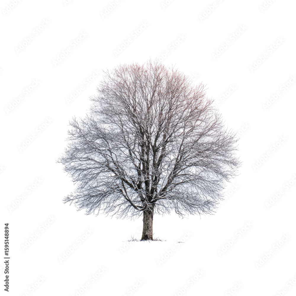 Fototapeta premium A snow-covered tree against a black background