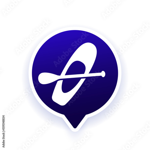 SUP board and paddle icon, vector pictogram