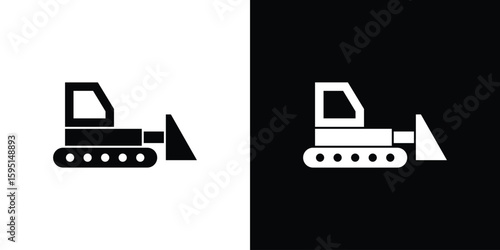 Bulldozer icon vector, solid illustration, pictogram set.