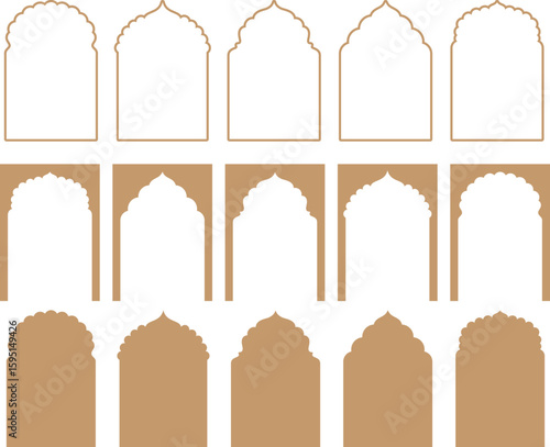 Arabic vector arches bundle. Arabian ornament. Arches templates for design	