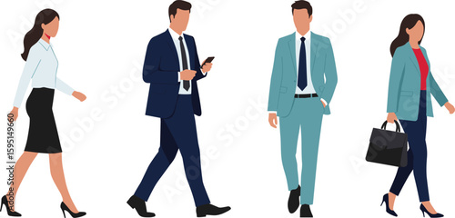 PrintBusiness professionals walking, corporate attire, formal wear, office people, business team, urban professionals, teamwork concept, modern workplace, city life