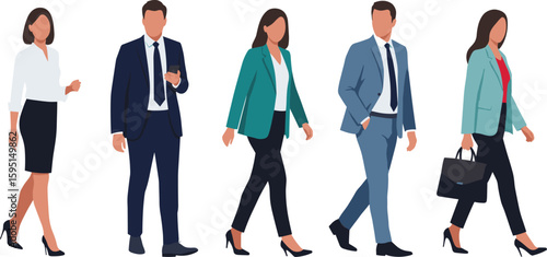 PrintBusiness professionals walking, corporate attire, formal wear, office people, business team, urban professionals, teamwork concept, modern workplace, city life
