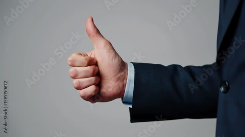 Close-Up Business Hand Giving Thumbs Up Sign