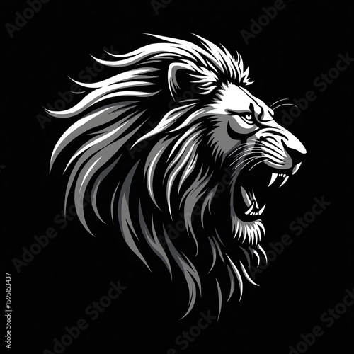 lion head tattoo illustration 