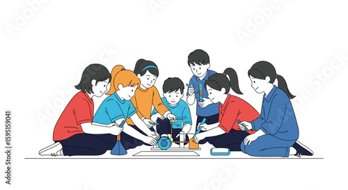 Children collaborating together in a group activity learning and developing skills through interactive play and shared experiences
