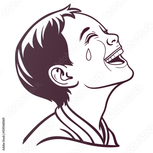 Overflowing with Joy: A sketch of a young person experiencing sheer happiness, with tears of mirth cascading down, capturing the essence of elation.