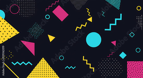Wallpaper Mural Vibrant Abstract Geometric Background With Colorful Shapes in Dark Setting Torontodigital.ca
