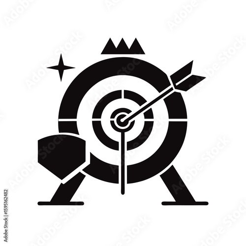 Target with arrow and the word goal isolated on white background