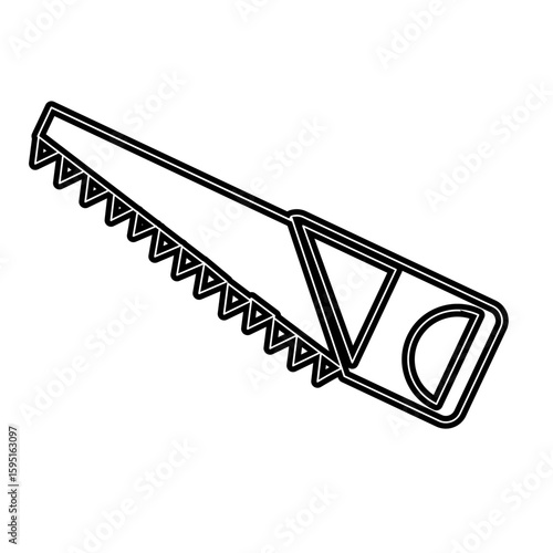 Hand saw or handsaw carpentry tool flat vector icon 