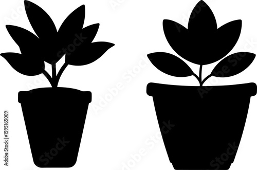 Black potted plant vector, potted plant art, potted plant vector art design, Vector of potted plant art, potted plant isolated