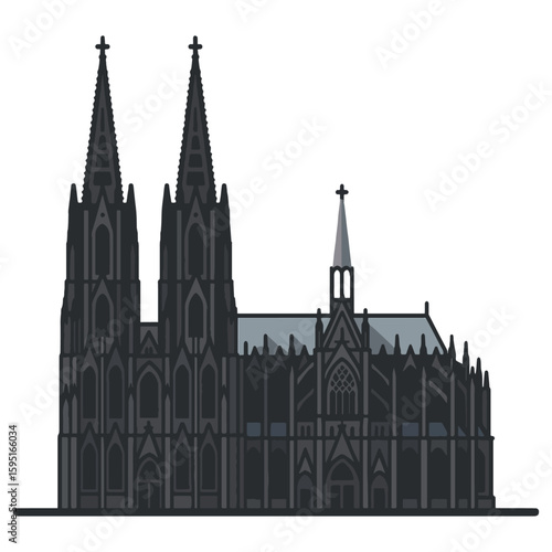 Cologne Cathedral – Vector Illustration of Germany’s Iconic Gothic Landmark