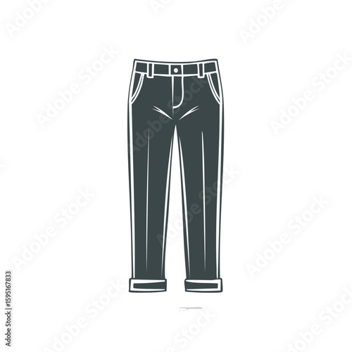 Flat vector illustration of classic straight leg casual trousers