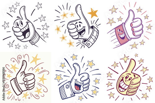 Thumbs Up Compilation: A vibrant collection of thumbs-up illustrations, each radiating approval, encouragement, and positive vibes. A showcase of joyful agreement and endorsement.