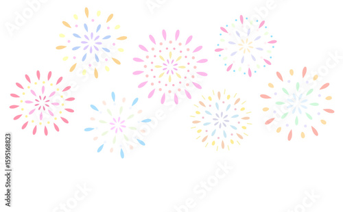 カラフルな打ち上げ花火のイラスト