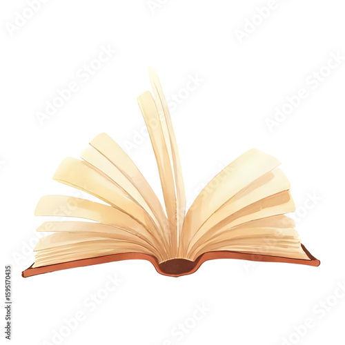 a beautiful opened watercolor book isolated on a transparent background
