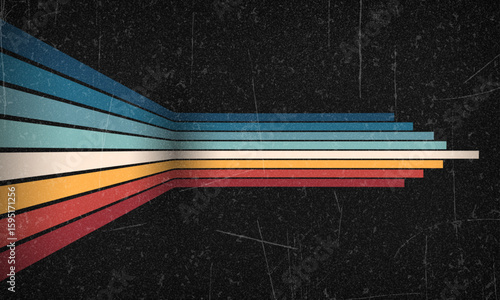 Vintage Striped Backgrounds, Posters, Banner Samples, Retro Colors from the 1970s 1980s, 70s, 80s, 90s. Grunge scratch 70s style stripes background poster lines. Old photo grainy effect design graphic