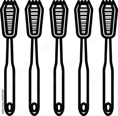Toothbrushes in Formation: A sleek, artistic illustration of a collection of toothbrushes, emphasizing the importance of oral hygiene and health.