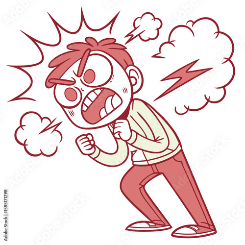 Fury Unleashed: A stylized depiction of a person in a state of fury, their features contorted in a display of raw emotion, symbolizing anger and frustration.