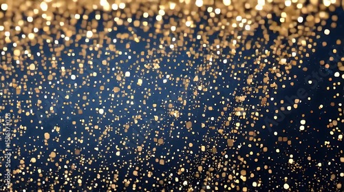 Golden glitter sparkles on dark navy background