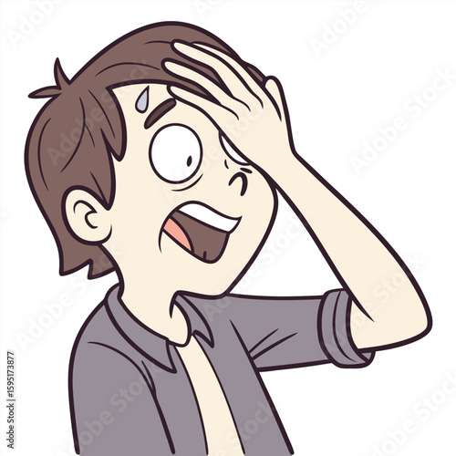 Oops Moment Illustration: An expressive illustration of a person, hand to forehead, displaying a comical reaction, capturing a moment of forgetfulness or a minor mishap.