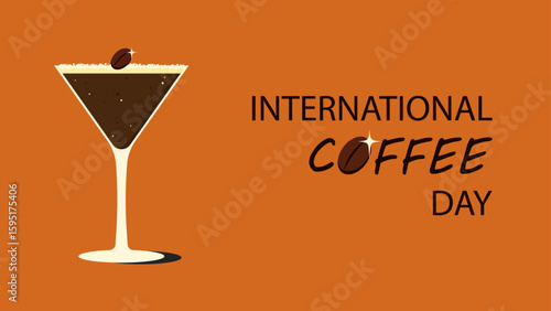 Banner of international coffee day. Horizontal poster for social media, web, print, etc. 