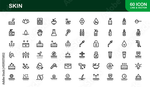 Skin Health Line Icon Collection – Unique, creative, and premium outline symbols for beauty, cosmetics, dermatological wellness, and personal skincare icons