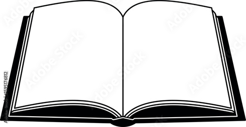 Open blank book pages isolated on white background