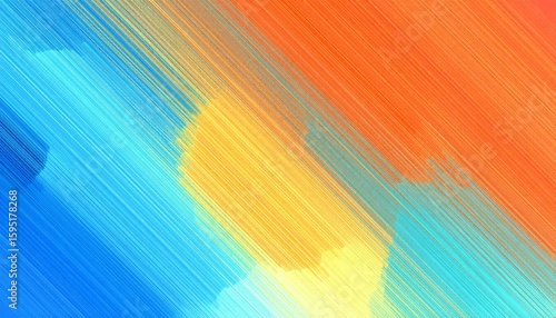 Abstract Diagonal Brushstrokes in Blue, Yellow, and Orange Palette