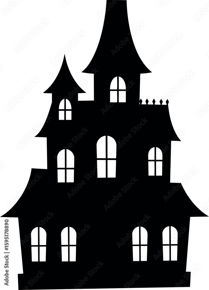 Obraz premium Spooky haunted mansion silhouette