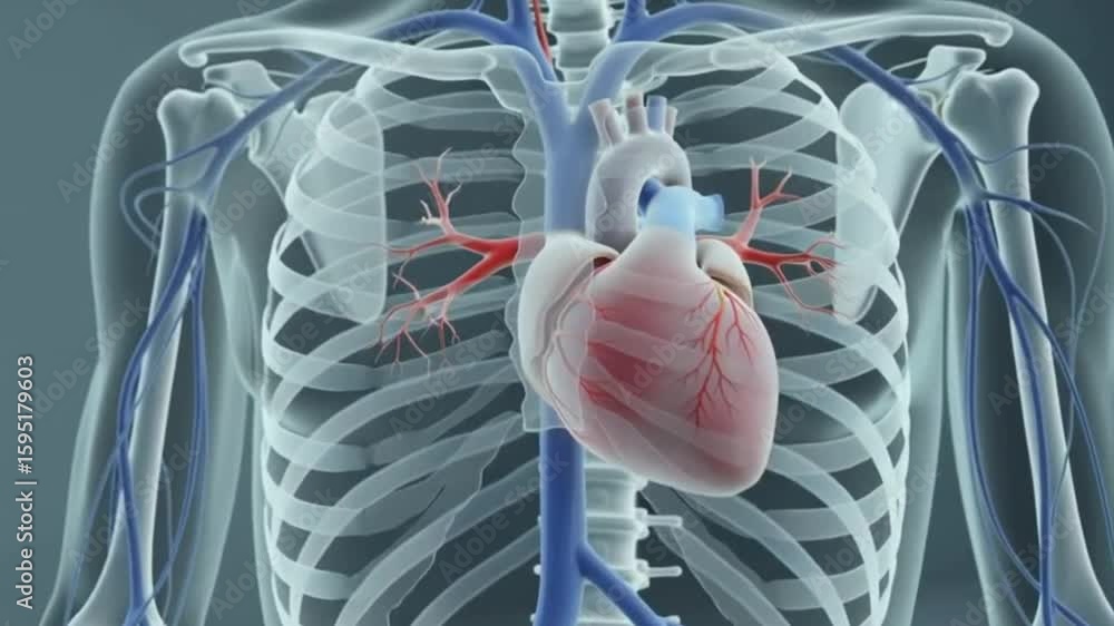 3D Medical Animation of Human Chest Showing Beating Heart and ...