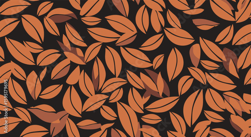 A captivating pattern of autumn leaves in rich earth tones adorning a dark background a nature inspired design
