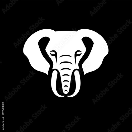 Elephant - Black and White Isolated Icon - Vector illustration