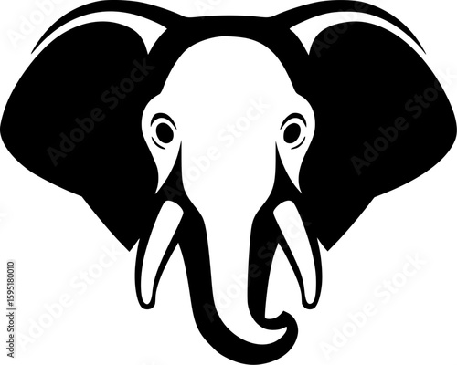 Elephant - Black and White Isolated Icon - Vector illustration
