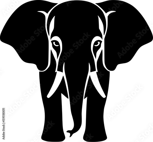 Elephant - Black and White Isolated Icon - Vector illustration