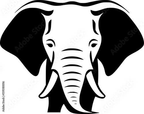 Elephant | Black and White Vector illustration