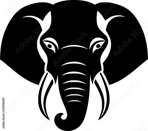 Elephant - Black and White Isolated Icon - Vector illustration