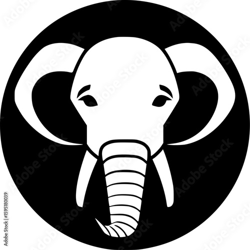 Elephant - Black and White Isolated Icon - Vector illustration