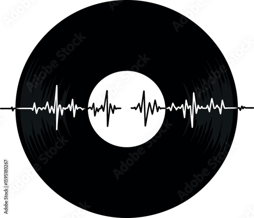 Vinyl record heartbeat pulse music soundwave