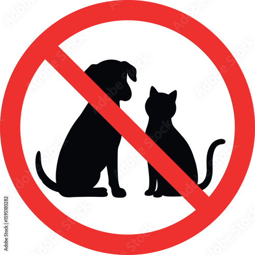 No pets allowed sign dog cat silhouette